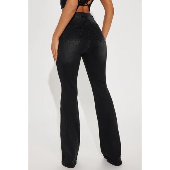 Fashion Nova Denim - Fashion Nova Black Sandblast Flare Jeans size 15